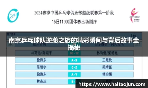 南京乒乓球队逆袭之旅的精彩瞬间与背后故事全揭秘